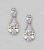 EXCLUSIVELY AT SAKS. A breathtaking pear shaped drop earring in cubic zirconia.Cubic zirconia Rhodium plated sterling silver Length, about 1 Width, about ½ Post and clutch backs Imported 