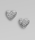 Dazzle in this charming heart-shaped style. Argento plated brassGlass stonesSize, about ¼Bolt clutch post backImported 