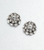 A simply chic design encrusted in sparking crystals. CrystalsGlassRhodium-platedSize, about .55Post backImported 