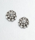 A simply chic design encrusted in sparking crystals. CrystalsGlassRhodium-platedSize, about .55Post backImported 