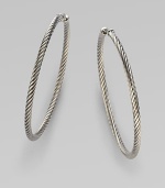 From the Thoroughbred Collection. A signature cable of sterling silver rendered in a hooped shape.Sterling silver Diameter, about 2 Pierced back Imported