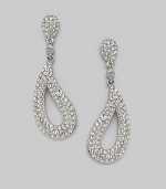 EXCLUSIVELY AT SAKS. Open apostrophe drops curve inward to frame the face.Hand-set crystal Rhodium plated Length, about 1¾ Post backs Imported 