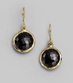 From the Lollipop Collection. Richly faceted black onyx drops sit within gleaming 18k yellow gold frames. Black onyx 18k yellow gold Drop, about 1 Diameter, about ½ Ear wire Imported