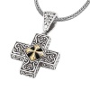 925 Silver Celtic Cross Pendant with 18k Gold Accents