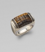 EXCLUSIVELY AT SAKS. Tiger's eye and smoky quartz detail lend elegant texture to a fine silver ring. From the Bedeg Collection SilverTiger's eyeQuartz½ wide Imported