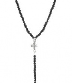 King Baby Men's MB Cross and Classic Dagger Small Black Agate Rosary