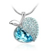 Silver Tone White Gold Swarovski Style Crystal Apple Pendant Necklace