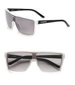 This futuristic style is sleek and sure to stand out. Available in white/shiny black with grey mirror gradient lens. Logo temples100% UV protectionMade in Italy