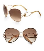 This curvy, gold-tone style boasts a thin metal frame with eye-catching semiprecious stones and logo-engraved lens. Available in rose gold with brown gradient lens.Strass and semiprecious stone temples100% UV protectionMade in Italy 