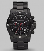 A sporty watch with three-eye chronograph functionality in stainless steel and black IP. Round bezel Water resistant to 10 ATM Date function at 4 o'clock Second hand Stainless steel case: 45mm (1.77) Deployment clasp Imported 