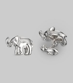 A fun design in sterling silver, with an elephant on the front and a mouse-shaped t-back. Elephant length, about 1 Made in USA