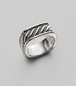 Handsomely detailed, sterling silver sculpted cable square ring. From the Heirloom Collection Overall, 24.7mm diam. Imported