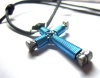 Baby Blue Horseshoe Nail Cross Necklace