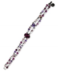 A stunning addition to your evening wear, this double-row bracelet from Givenchy features tanzanite, amethyst and light amethyst accents. Crafted in light hematite tone mixed metal. Approximate length: 7-1/4 inches. A stunning addition to your evening wear, this double-row bracelet from Givenchy features tanzanite, amethyst and light amethyst accents. Crafted in light hematite tone mixed metal. Approximate length: 7-1/4 inches.