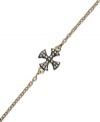 Crossover appeal. This necklace, set in 14k gold over sterling silver and oxidized sterling silver, shines with cubic zirconia accents. Approximate length: 7-1/2 inches. Approximate charm size: 1/2 inch.