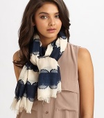 Lace stripes and that unmistakable logo detail this soft scarf with eyelash fringe hem.35 X 73ViscoseDry cleanImported