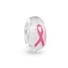 Bling Jewelry Glow in the Dark Pink Breast Cancer Ribbon Murano Glass Bead 925 Silver