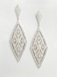 A geometric, yet feminine design accented in pavé crystals. CrystalsRhodium-plated brassDrop, about 2.75Post backImported A geometric, yet feminine design accented in pavé crystals. CrystalsRhodium-plated brassDrop, about 2.75Post backImported