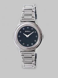 From the Orchestra Collection. A beautiful, high-contrast timepiece in sleek stainless steel with a dazzling Swarovski crystal bezel & markers. Quartz movementWater resistant to 10 ATMRound stainless steelcase, 40mm (1.5) Swarovski crystal accented bezelBlack dialBlack Swarovski crystal markersStainless steel link braceletImported From the Orchestra Collection. A beautiful, high-contrast timepiece in sleek stainless steel with a dazzling Swarovski crystal bezel & markers. Quartz movementWater resistant to 10 ATMRound stainless steelcase, 40mm (1.5) Swarovski crystal accented bezelBlack dialBlack Swarovski crystal markersStainless steel link braceletImported