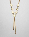 Wear your hearts on your neck with this sweet and sparkling style. Glass stoneGoldtone-plated brassLength, about 27.5Pendant size, about 3Spring ring closureImported 