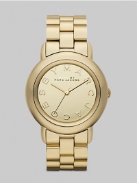 Smart and chic style with a mirror dial for added shine. Quartz movement Water resistant to 5 ATM Round gold ion-plated stainless steel case, 36mm (1.4) Gold mirror logo dial Second hand Gold ion-plated stainless steel link bracelet, 18mm wide (0.7) Imported Smart and chic style with a mirror dial for added shine. Quartz movement Water resistant to 5 ATM Round gold ion-plated stainless steel case, 36mm (1.4) Gold mirror logo dial Second hand Gold ion-plated stainless steel link bracelet, 18mm wide (0.7) Imported