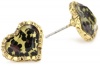 Betsey Johnson Crystal Leopard Heart Stud Earrings