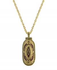 Keep your faith close to your heart at all times. Vatican pendant features an enclosed locket with red enamel and Swarovski crystal accents. Open the locket and find a crucifix inside. Setting and chain crafted in gold tone mixed metal. Approximate length: 30 inches. Approximate drop: 1-3/4 inches. Keep your faith close to your heart at all times. Vatican pendant features an enclosed locket with red enamel and Swarovski crystal accents. Open the locket and find a crucifix inside. Setting and chain crafted in gold tone mixed metal. Approximate length: 30 inches. Approximate drop: 1-3/4 inches.