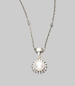 From the Luna Collection. A round pearl pendant with fluted border is suspended on an adjustable chain link.Pearl Sterling silver Length, about 16 - 18 Pendant width, about ½ Pendant length, about 1 Lobster clasp closure Imported 