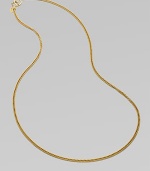 A classic look crafted in goldplated pewter makes a perfect fit for a favorite charm. The mini-toggle clasp is accented with sparkling Swarovski crystals. Toggle closure Goldplated pewter Swarovski crystals 36 long Made in USA 