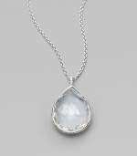 A single faceted teardrop sparkles on a thin sterling silver chain.Clear quartz Sterling silver Length, about 18 Pendant width, about ¾ Pendant length, about 1 Lobster clasp closure Imported 