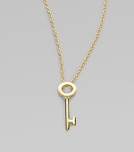 From the Tiny Treasures Collection. The key to your heart's desire, artfully crafted in polished 18k gold, hangs elegantly from an oval link chain. 18k yellow gold Chain length, about 18 Pendant length, about ¾ Lobster clasp Made in Italy