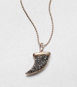 A horn-shaped pendant with rich black diamonds set in black rhodium and 14k rose gold on a ball chain. Black diamonds, .22 tcw14k rose goldBlack rhodiumLength, about 16Pendant size, about .5Lobster clasp closureImported 
