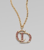 Dazzling, crystal encrusted logo pendant on link chain for an iconic design. GoldtoneCrystalsLength, about 14Pendant size, about ½Spring ring closureImported
