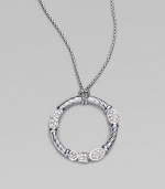 From the Confetti Collection. A sterling silver cabled wreath, hanging from a pretty box chain, is dotted with pavé diamonds in sparkling geometric shapes. Diamonds, 0.14 tcw Sterling silver Chain length, about 16 Pendant diameter, about 1 Lobster clasp Imported