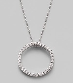 From the Tine Treasures Collection. A simple circle shimmers and sparkles, outlined in diamonds and dangling from a chain of 18K white gold.Diamond, 0.26 tcw 18k white gold Chain length adjusts from about 16 to 18 Pendant diameter, about ¾ Lobster clasp Made in Italy