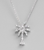 From the Tiny Treasure Collection. A delightfully detailed tropical palm is lit by the sparkle of diamonds. Diamonds, 0.17 tcw 18k white gold Chain length, about 16 Pendant length, about ½ Lobster clasp Made in Italy