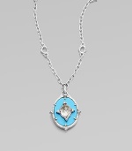 From the Oasis Collection. A gorgeous design of textured sterling silver punctuated by oval-shaped turquoise, luminous white sapphires, and crystal, suspended from a delicate chain.Turquoise, white sapphire, crystal Sterling silver Pendant length, about 1 Chain length, about 17 Imported