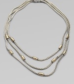 From the Bedeg Collection. Three braided sterling silver chains with a beautifully radiant 18k gold stations and a central closure. 18k goldSterling silverLength, about 18Push clasp closureImported 