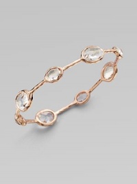 From the Rock Candy® Collection. Beautifully faceted clear quartz stones set in sterling silver and 18k gold, finished in the warm glow of 18k rose goldplating. Clear quartz18k gold and sterling silver with 18k rose goldplatingDiameter, about 2½Slip-on styleImported From the Rock Candy® Collection. Beautifully faceted clear quartz stones set in sterling silver and 18k gold, finished in the warm glow of 18k rose goldplating. Clear quartz18k gold and sterling silver with 18k rose goldplatingDiameter, about 2½Slip-on styleImported