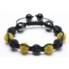 Bling Jewelry Cyber Shamballa Inspired Bracelet Black and Yellow Crystal Balls 12mm