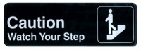3''x9'' Restaurant Sign, Black, Caution/Watch Your Step 3''x9'' Restaurant Sign, Black, Caution/Watch Your Step