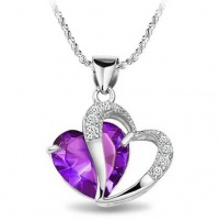 Rhodium Plated 925 Silver Diamond Accent Amethyst Heart Shape Pendant Necklace 18-sn3017 Rhodium Plated 925 Silver Diamond Accent Amethyst Heart Shape Pendant Necklace 18-sn3017
