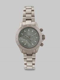 From the Metallic Aluminum Collection. An ultra-lightweight design with a chronograph function. Quartz movementWater resistant to 5 ATMRound aluminum case, 41mm (1.6) Stainless steel case back and crownSmooth bezelPewter chronograph dialBar hour markersSecond hand Aluminum link braceletImported From the Metallic Aluminum Collection. An ultra-lightweight design with a chronograph function. Quartz movementWater resistant to 5 ATMRound aluminum case, 41mm (1.6) Stainless steel case back and crownSmooth bezelPewter chronograph dialBar hour markersSecond hand Aluminum link braceletImported