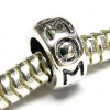 Sterling Silver Mom Mother Round Spacer Bead For Pandora Chamilia Troll European Charm Bracelets