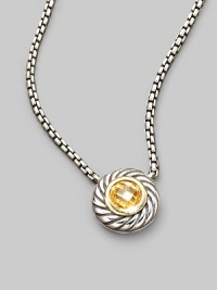 From the Color Classic Collection. A swirled sterling silver cookie pendant, with a faceted center of glowing citrine, on a bold box chain. Citrine Sterling silver Chain length, about 16 Pendant diameter, about ½ Lobster clasp Imported From the Color Classic Collection. A swirled sterling silver cookie pendant, with a faceted center of glowing citrine, on a bold box chain. Citrine Sterling silver Chain length, about 16 Pendant diameter, about ½ Lobster clasp Imported