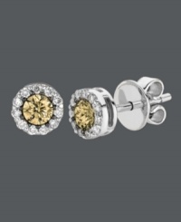 Two tone sparkle adds a stylish touch. These sweet studs by Le Vian feature a round-cut chocolate diamond center (1/3 ct. t.w.) surrounded by halos of round-cut white diamond (1/2 ct. t.w.). Set in 14k white gold. Approximate diameter: 1/4 inch. Two tone sparkle adds a stylish touch. These sweet studs by Le Vian feature a round-cut chocolate diamond center (1/3 ct. t.w.) surrounded by halos of round-cut white diamond (1/2 ct. t.w.). Set in 14k white gold. Approximate diameter: 1/4 inch.