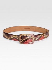 A chic style with a self-covered buckle, lined in supple nubuk calf leather. Width, about 1½ Made in USA A chic style with a self-covered buckle, lined in supple nubuk calf leather. Width, about 1½ Made in USA