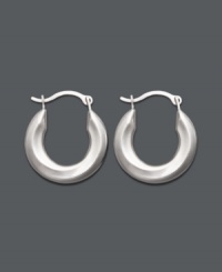 Timeless style with subtle versatility. Classic hoop earrings feature a small, polished tube design. Crafted in 14k white gold. Approximate diameter: 1/2 inch. Timeless style with subtle versatility. Classic hoop earrings feature a small, polished tube design. Crafted in 14k white gold. Approximate diameter: 1/2 inch.