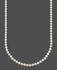 Elegance comes naturally with a perfect strand of pearls. Necklace by Belle de Mer features A+ Akoya cultured pearls (7-7-1/2 mm) set in 14k gold. Approximate length: 30 inches. Elegance comes naturally with a perfect strand of pearls. Necklace by Belle de Mer features A+ Akoya cultured pearls (7-7-1/2 mm) set in 14k gold. Approximate length: 30 inches.