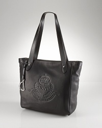 Take your leather line up in a classic direction with Lauren Ralph Lauren's top handle tote. Boasting equestrian-inspired details, this bag loves knee high boots and a quilted jacket. Take your leather line up in a classic direction with Lauren Ralph Lauren's top handle tote. Boasting equestrian-inspired details, this bag loves knee high boots and a quilted jacket.